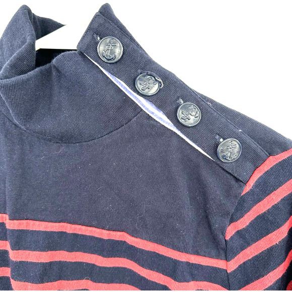 J. Crew size XXS 100% cotton long sleeve turtleneck top‎ blue pink button up - Picture 3 of 5